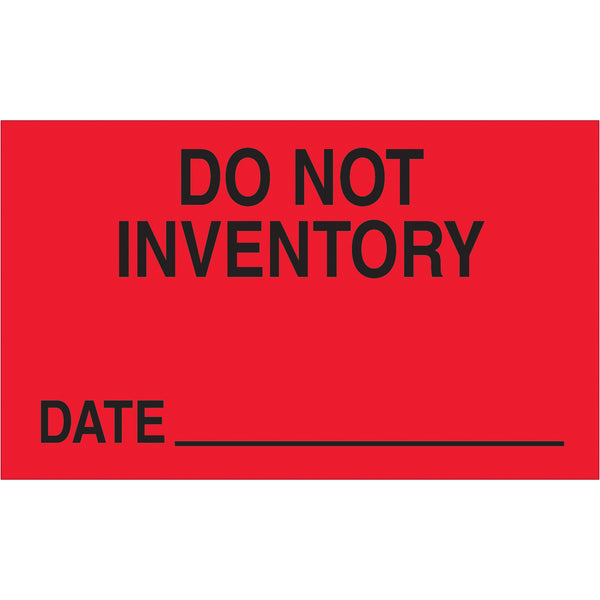 3 x 5" - "Do Not Inventory - Date" (Fluorescent Red) Labels 500/Roll