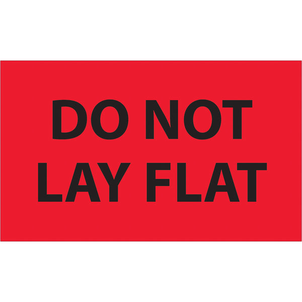 3 x 5" - "Do Not Lay Flat" (Fluorescent Red) Labels 500/Roll