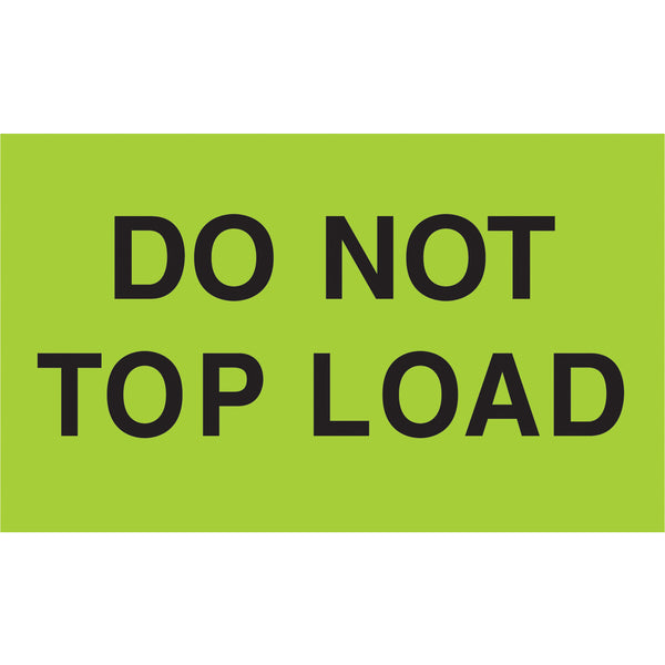 3 x 5" - "Do Not Top Load" (Fluorescent Green) Labels 500/Roll