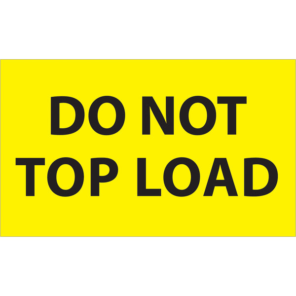 3 x 5" - "Do Not Top Load" (Fluorescent Yellow) Labels 500/Roll