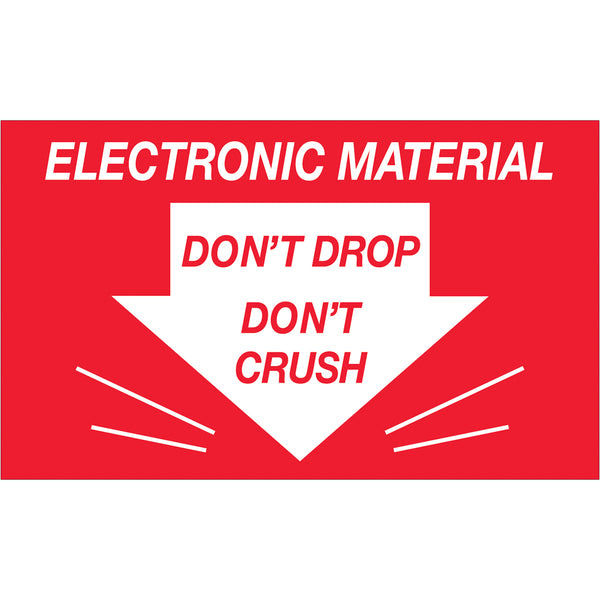 3 x 5" - "Don't Drop Don't Crush - Electronic Material" Labels 500/Roll