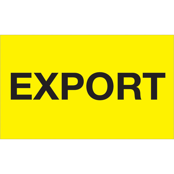 3 x 5" - "Export" (Fluorescent Yellow) Labels 500/Roll