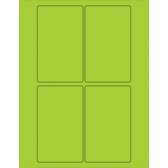 3 x 5" Fluorescent Green Rectangle Laser Labels 400/Case