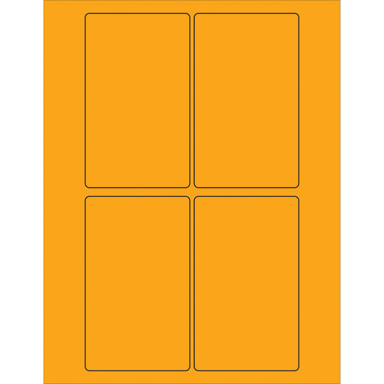 3 x 5" Fluorescent Orange Rectangle Laser Labels 400/Case