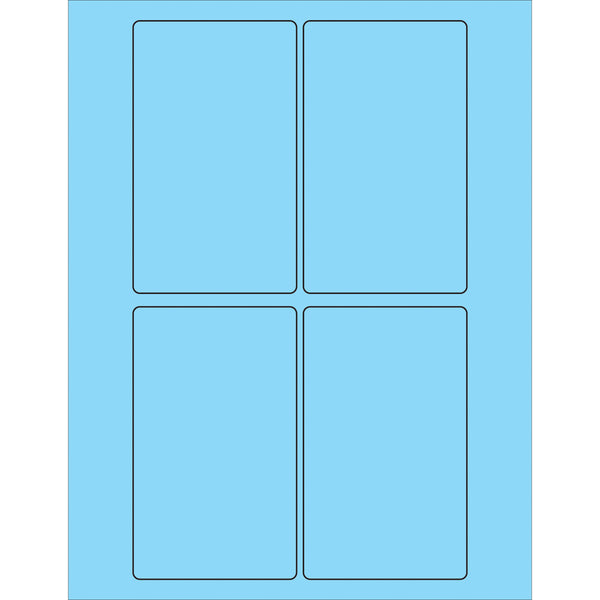 3 x 5" Fluorescent Pastel Blue Rectangle Laser Labels 400/Case