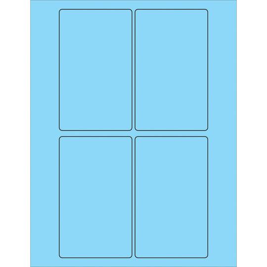 3 x 5" Fluorescent Pastel Blue Rectangle Laser Labels 400/Case