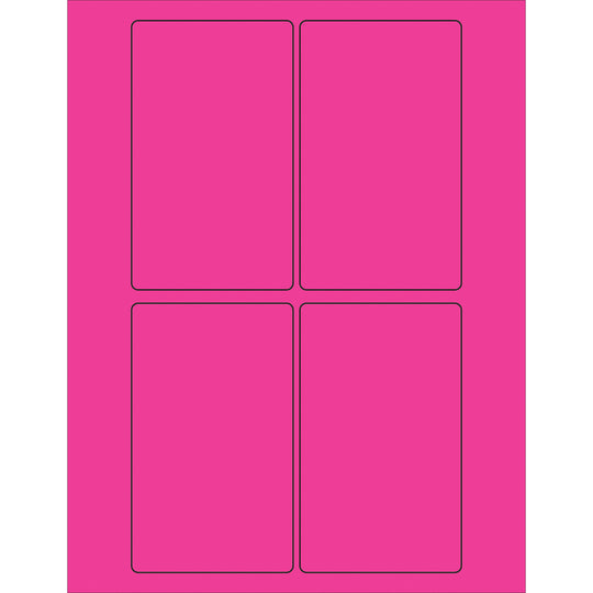 3 x 5" Fluorescent Pink Rectangle Laser Labels 400/Case