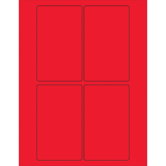 3 x 5" Fluorescent Red Rectangle Laser Labels 400/Case