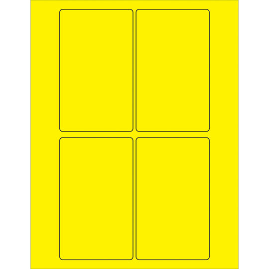 3 x 5" Fluorescent Yellow Rectangle Laser Labels 400/Case
