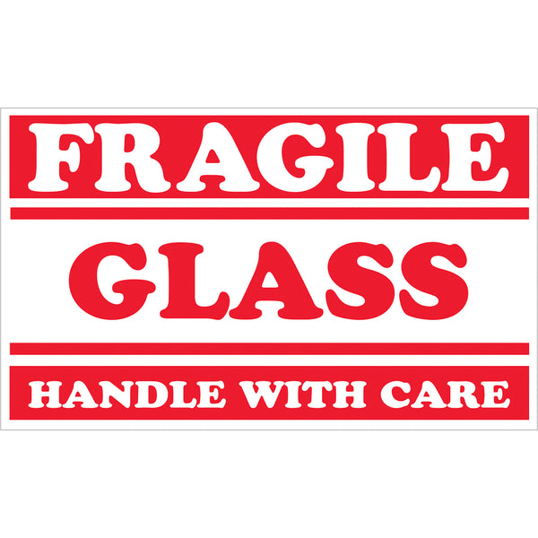 Fragile Glass Handle with Care Labels (3 x 5) 500/Roll