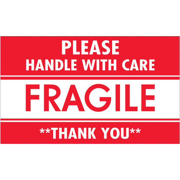 Fragile Handle with Care Labels (3 x 5) 500/Roll
