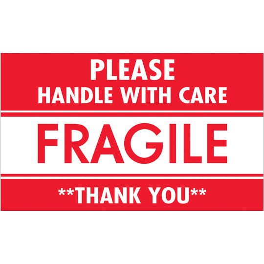 Fragile Handle with Care Labels (3 x 5) 500/Roll