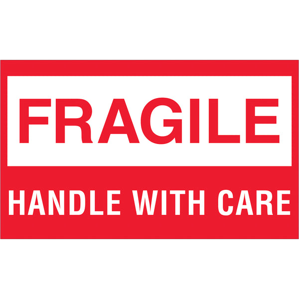 3 x 5" - "Fragile - Handle With Care" Labels 500/Roll