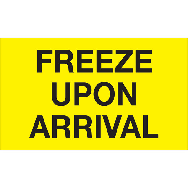 3 x 5" - "Freeze Upon Arrival" (Fluorescent Yellow) Labels 500/Roll