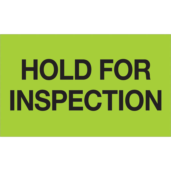 3 x 5" - "Hold For Inspection" (Fluorescent Green) Labels 500/Roll