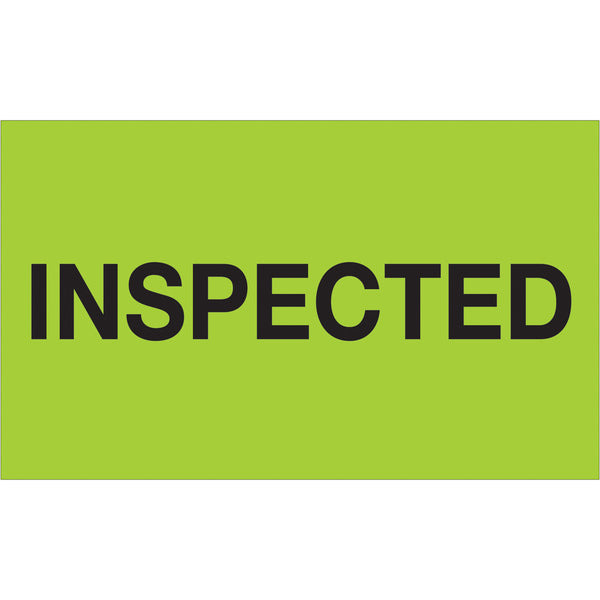 3 x 5" - "Inspected" (Fluorescent Green) Labels 500/Roll