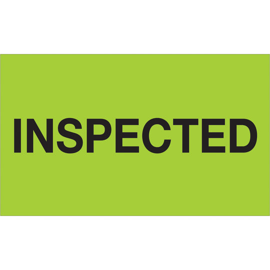 3 x 5" - "Inspected" (Fluorescent Green) Labels 500/Roll
