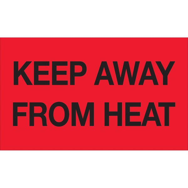 3 x 5" - "Keep Away from Heat" (Fluorescent Red) Labels 500/Roll