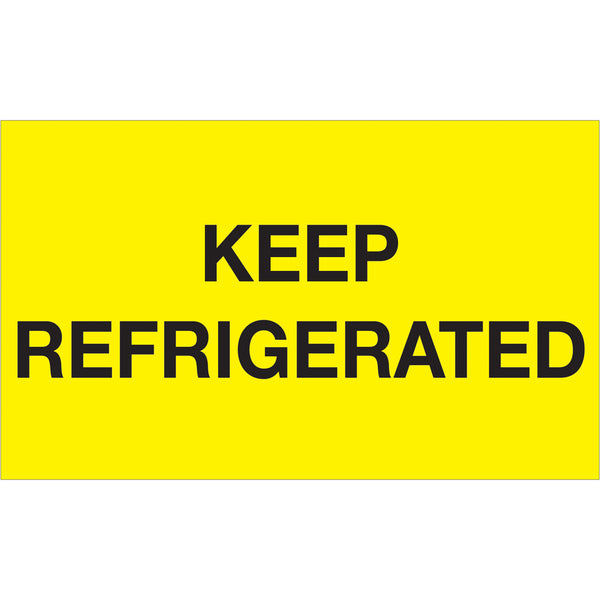 3 x 5" - "Keep Refrigerated" (Fluorescent Yellow) Labels 500/Roll