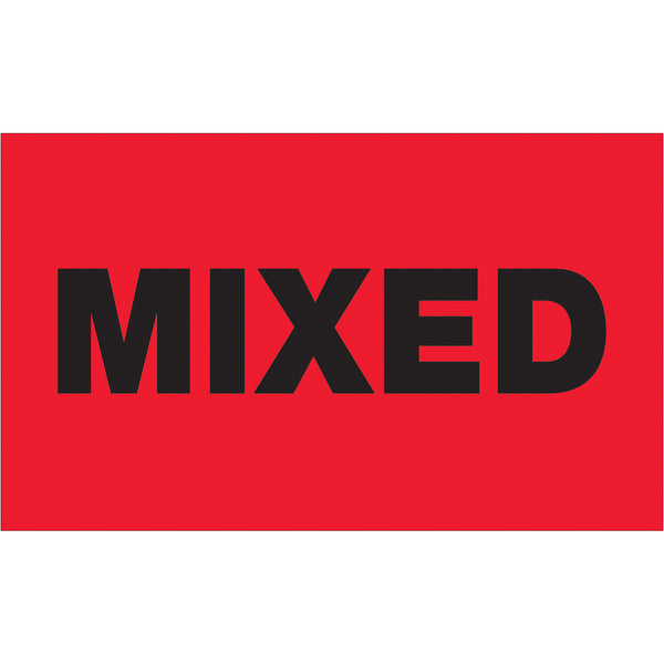 3 x 5" - "Mixed" (Fluorescent Red) Labels 500/Roll