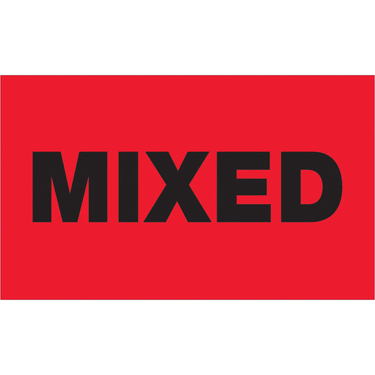 3 x 5" - "Mixed" (Fluorescent Red) Labels 500/Roll