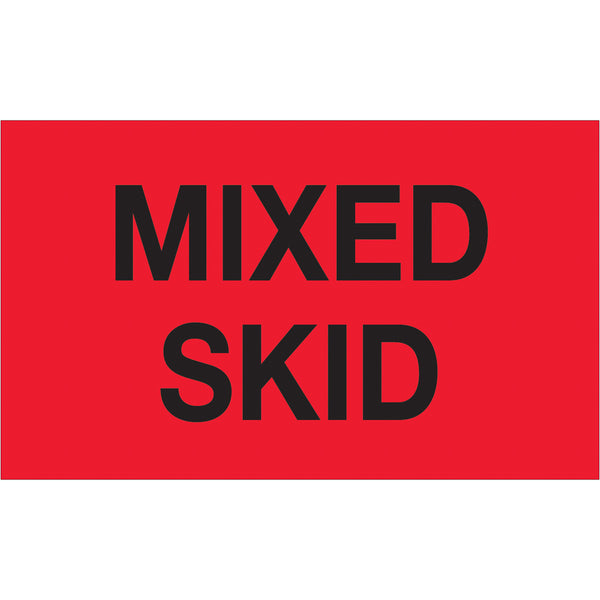 3 x 5" - "Mixed Skid" (Fluorescent Red) Labels 500/Roll