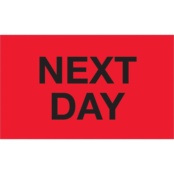 3 x 5" - "Next Day" (Fluorescent Red) Labels 500/Roll