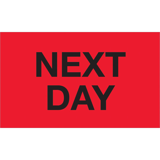 3 x 5" - "Next Day" (Fluorescent Red) Labels 500/Roll