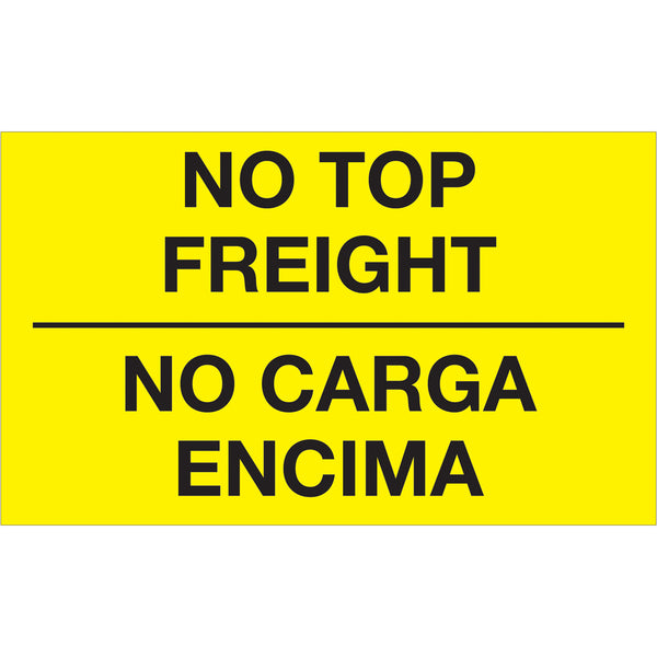 3 x 5" - "No Carga Encima" (Fluorescent Yellow) Bilingual Labels 500/Roll