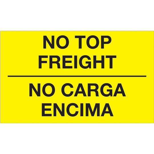 3 x 5" - "No Carga Encima" (Fluorescent Yellow) Bilingual Labels 500/Roll