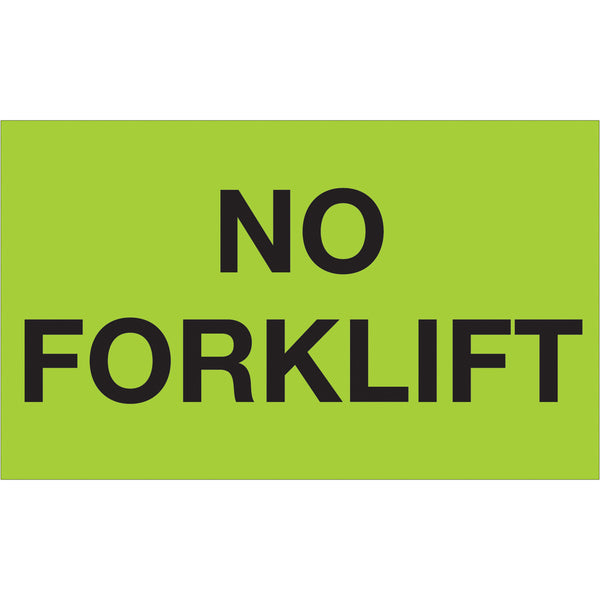 3 x 5" - "No Forklift" (Fluorescent Green) Labels 500/Roll