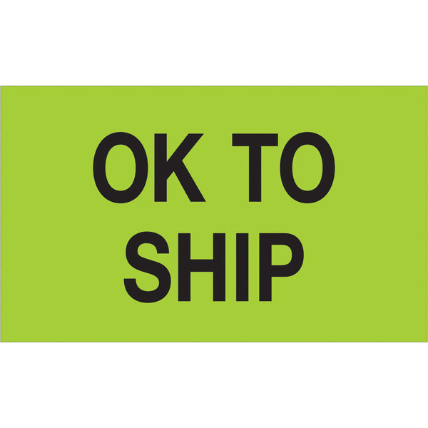3 x 5" - "OK To Ship" (Fluorescent Green) Labels 500/Roll