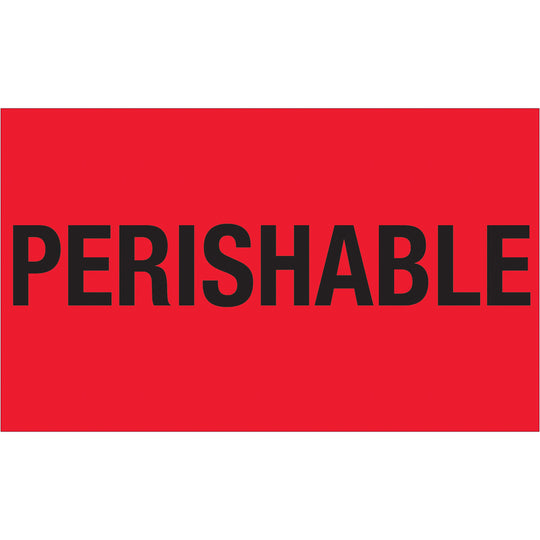 3 x 5" - "Perishable" (Fluorescent Red) Labels 500/Roll