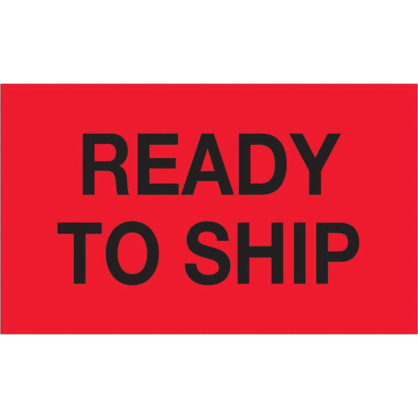 3 x 5" - "Ready To Ship" (Fluorescent Red) Labels 500/Roll