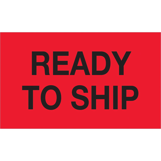 3 x 5" - "Ready To Ship" (Fluorescent Red) Labels 500/Roll
