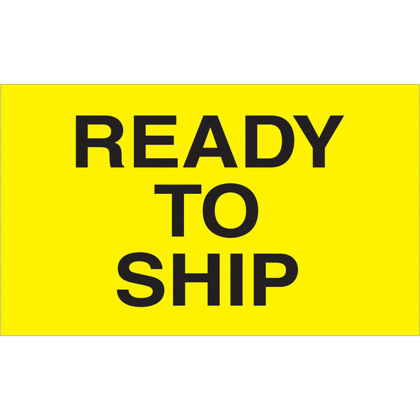 3 x 5" - "Ready to Ship" (Fluorescent Yellow) Labels 500/Roll