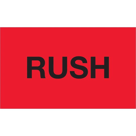 3 x 5" - "Rush" (Fluorescent Red) Labels 500/Roll