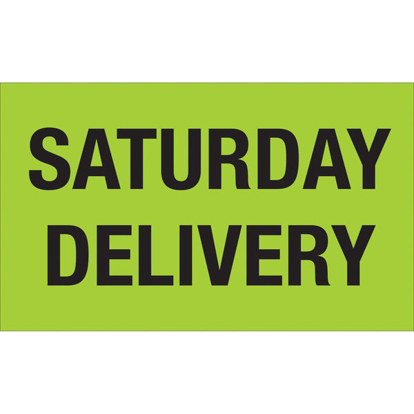 3 x 5" - "Saturday Delivery" (Fluorescent Green) Labels 500/Roll