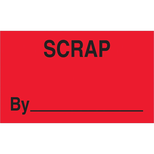 3 x 5" - "Scrap By" (Fluorescent Red) Labels 500/Roll
