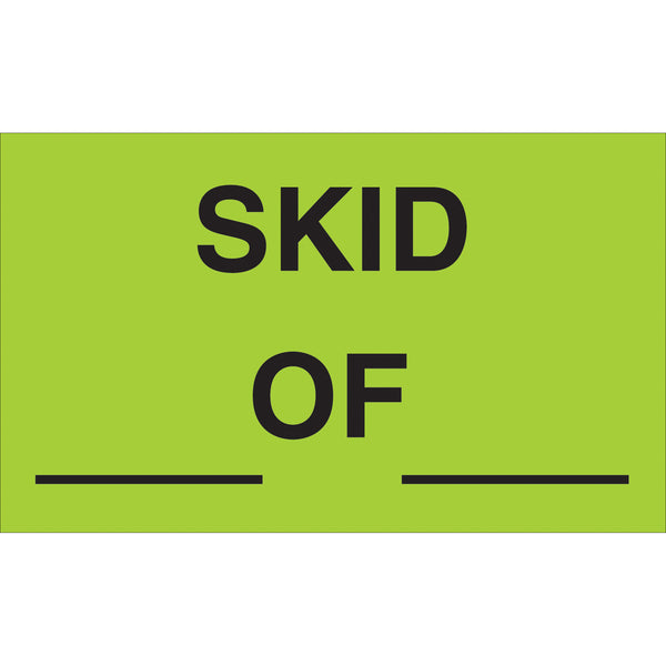 3 x 5" - " Skid __ of __" (Fluorescent Green) Labels 500/Roll