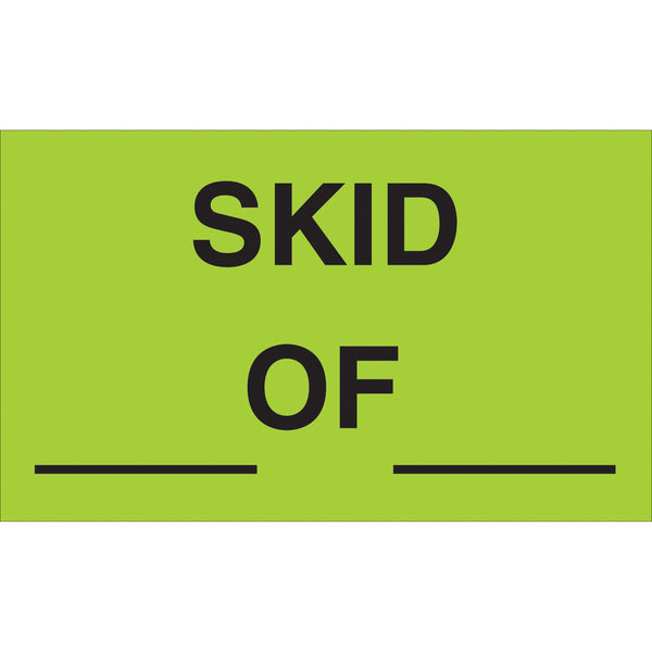 3 x 5" - " Skid __ of __" (Fluorescent Green) Labels 500/Roll