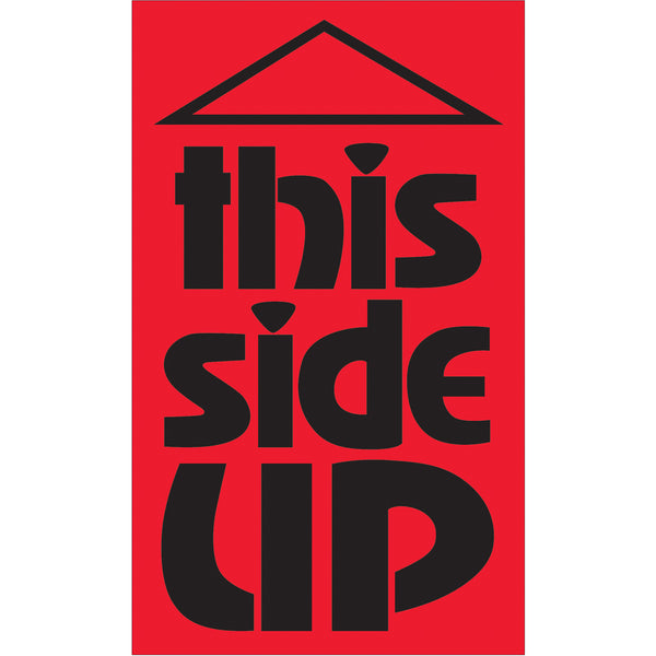 3 x 5" - "This Side Up" (Fluorescent Red) Labels 500/Roll