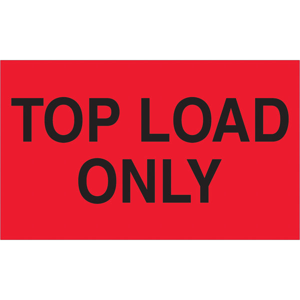 3 x 5" - "Top Load Only" (Fluorescent Red) Labels 500/Roll