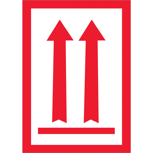 3 x 5" - (Two Red Arrows Over Red Bar) Arrow Labels 500/Roll