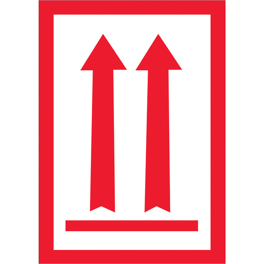 3 x 5" - (Two Red Arrows Over Red Bar) Arrow Labels 500/Roll