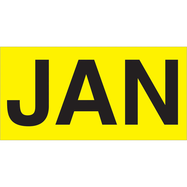 3 x 6" - "JAN" (Fluorescent Yellow) Months of the Year Labels 500/Roll