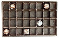 10-7/8 x 7-1/16 x 15/16 (1-1/2 lb.) Rectangular Candy Tray Brown 32 Cavities 500/Case