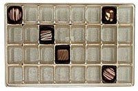 10-7/8 x 7-1/16 x 15/16 (1-1/2 lb.) Rectangular Candy Tray Gold 32 Cavities 500/Case