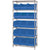 36 x 18 x 74 - 6 Shelf Wire Shelving Unit with (15) Blue Bins