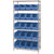 36 x 18 x 74 - 6 Shelf Wire Shelving Unit with (20) Blue Bins